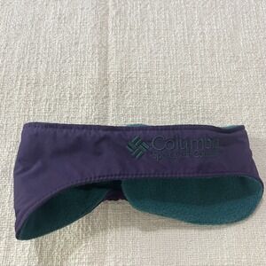 Columbia Ski Winter Gloves Women's S/M Leather Palm Purple Green‎ Headband Vntg